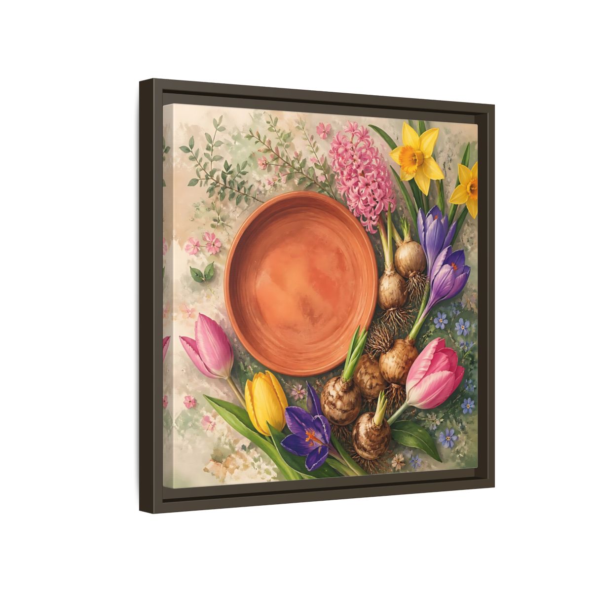 Side Mockup 14. Floral Spring Flowers Colorful Flowers shown as stretched canvas wall art