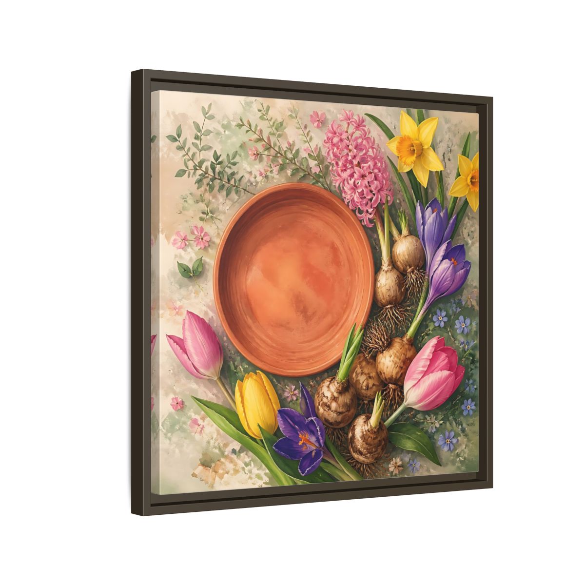 Side Mockup 11. Floral Spring Flowers Colorful Flowers shown as stretched canvas wall art
