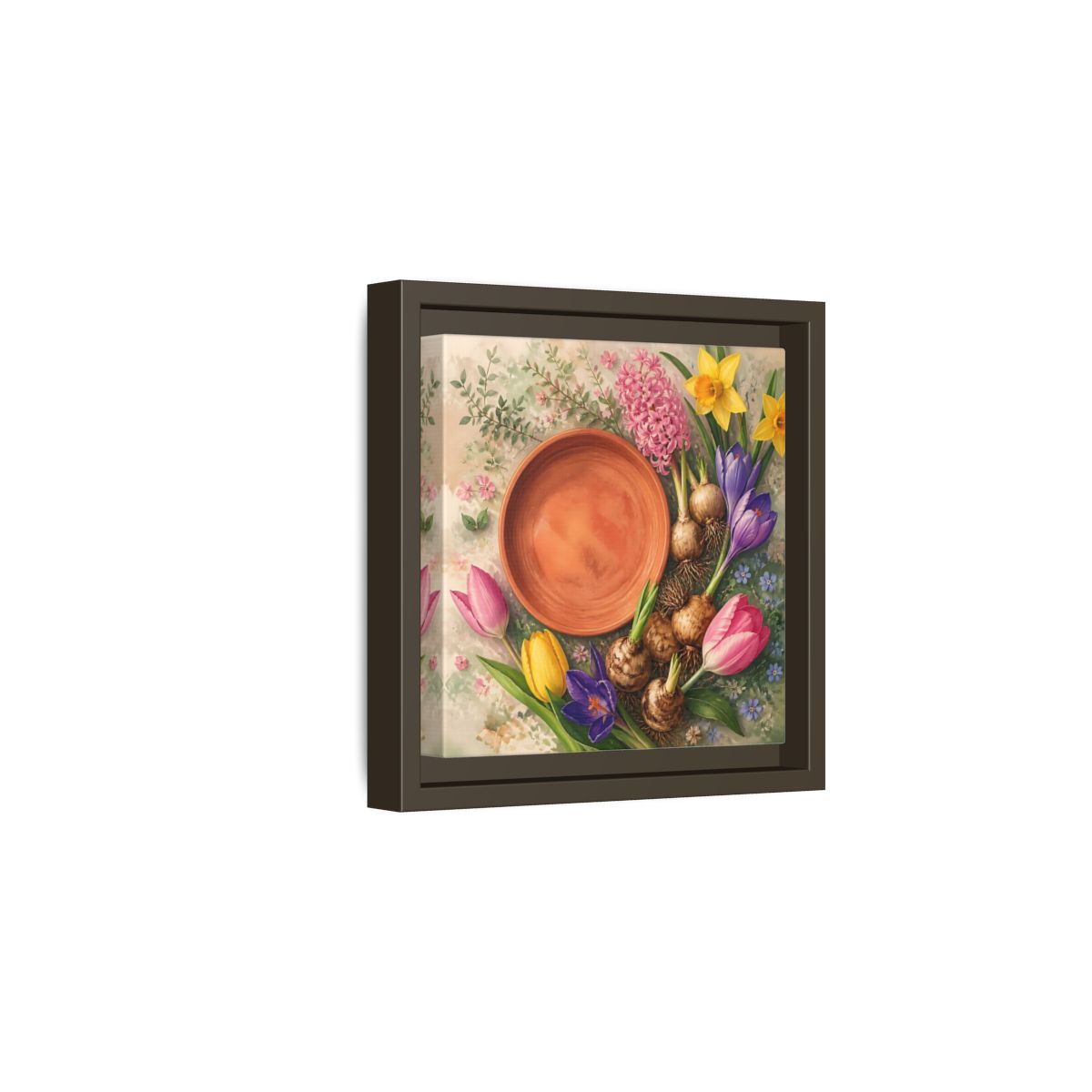 Side Mockup 2. Floral Spring Flowers Colorful Flowers shown as stretched canvas wall art
