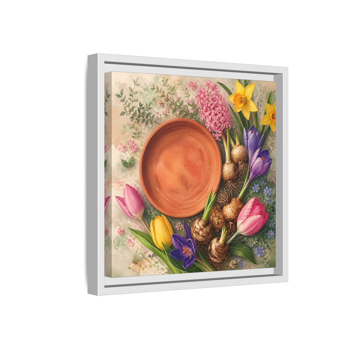 Side Mockup 16. Floral Spring Flowers Colorful Flowers shown as stretched canvas wall art