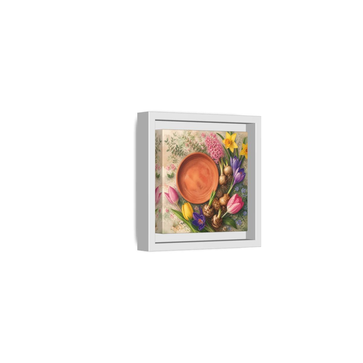 Side Mockup 22. Floral Spring Flowers Colorful Flowers shown as stretched canvas wall art