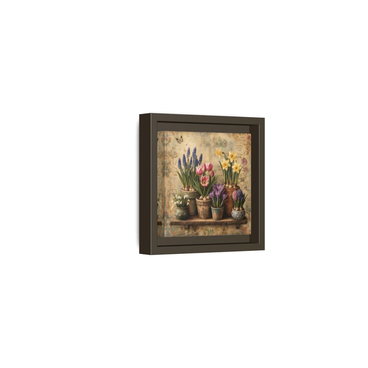 Side Mockup 23. Floral Spring Flowers Vintage Floral shown as stretched canvas wall art