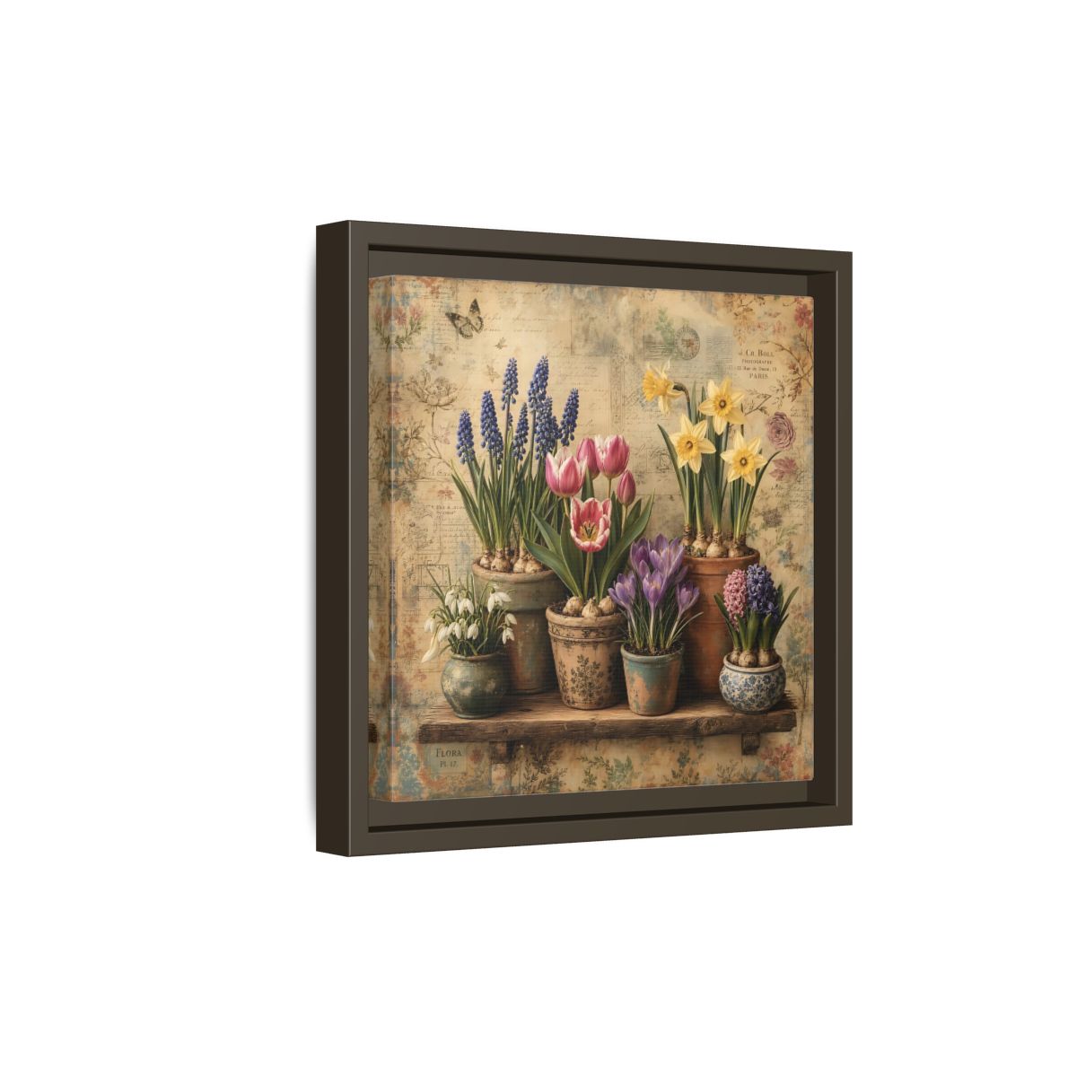 Side Mockup 20. Floral Spring Flowers Vintage Floral shown as stretched canvas wall art