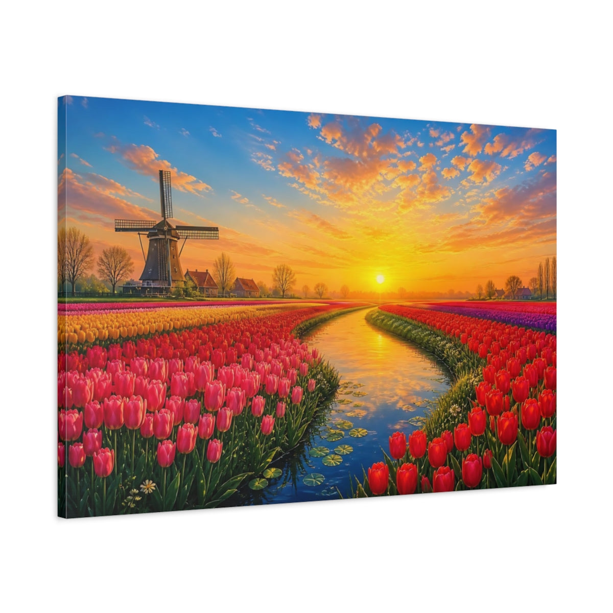 Main Mockup. Floral Tulip Field Vibrant Tulip Field shown as stretched canvas wall art