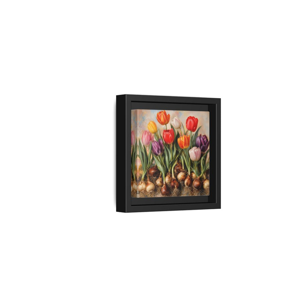 Side Mockup 24. Floral Tulips Colorful Tulip Bulbs shown as stretched canvas wall art