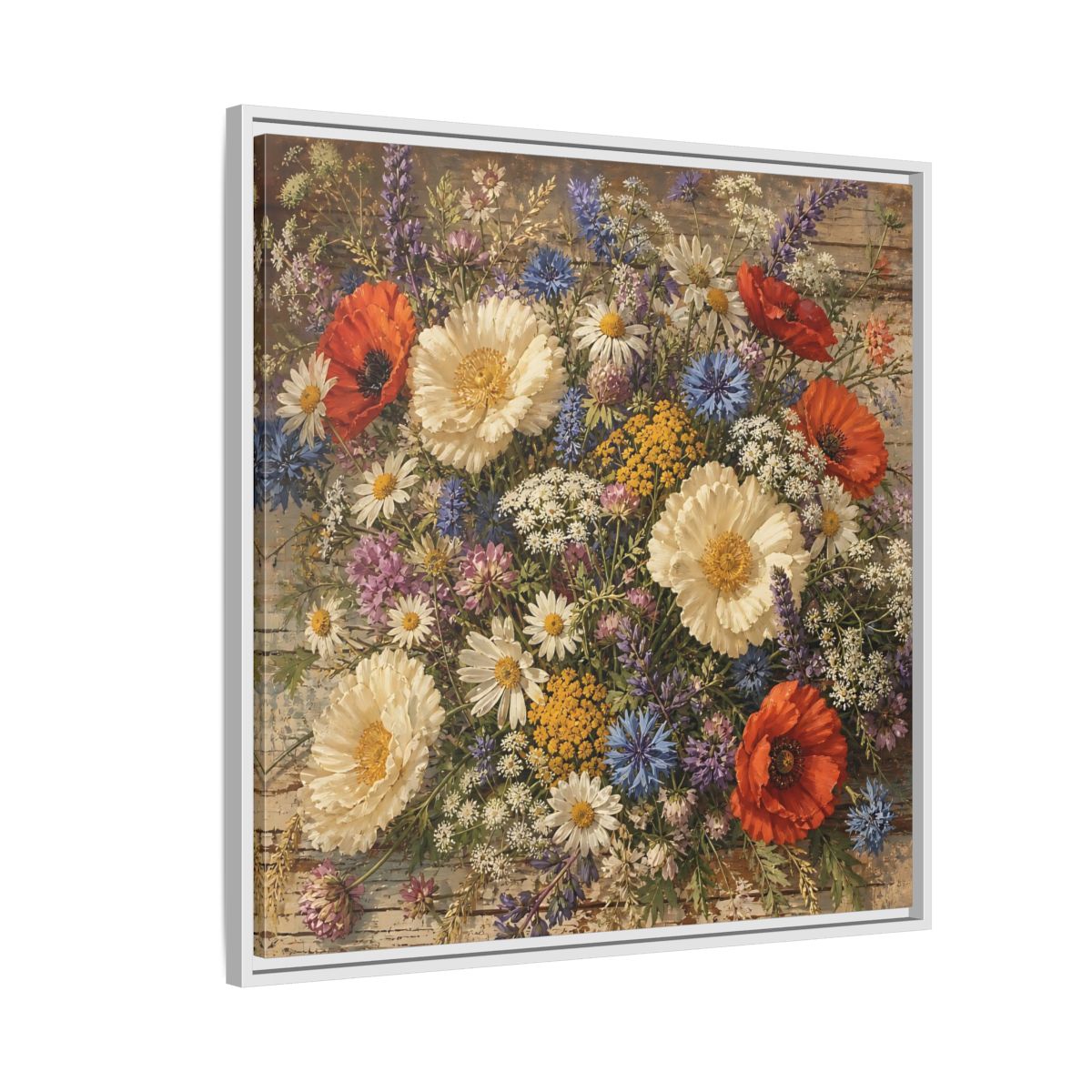 Side Mockup 7. Floral Wildflowers Colorful Wildflowers shown as stretched canvas wall art