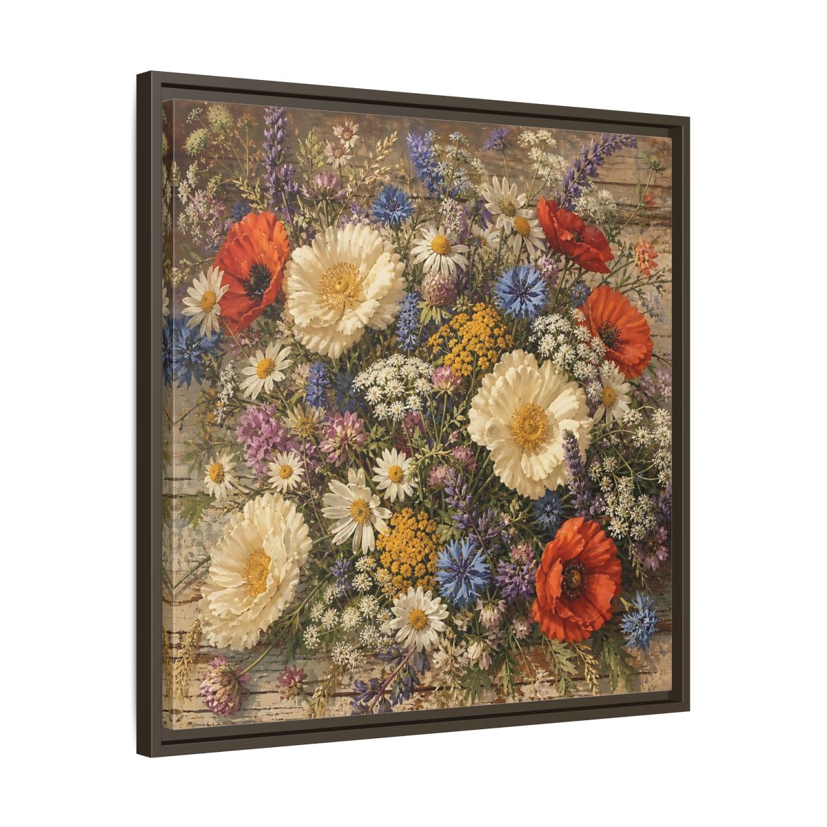 Side Mockup 27. Floral Wildflowers Colorful Wildflowers shown as stretched canvas wall art