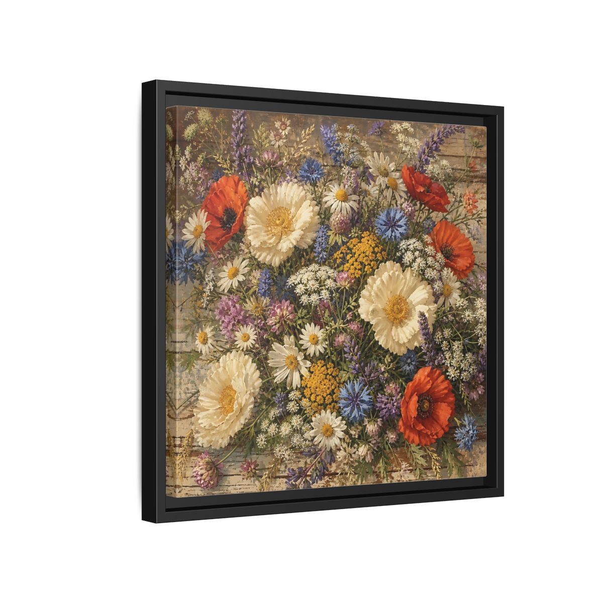 Side Mockup 15. Floral Wildflowers Colorful Wildflowers shown as stretched canvas wall art