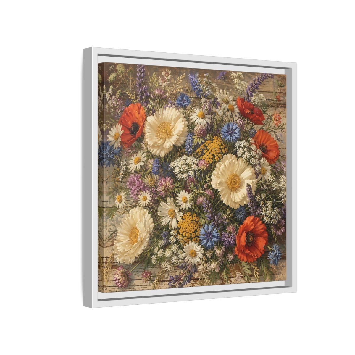 Side Mockup 13. Floral Wildflowers Colorful Wildflowers shown as stretched canvas wall art