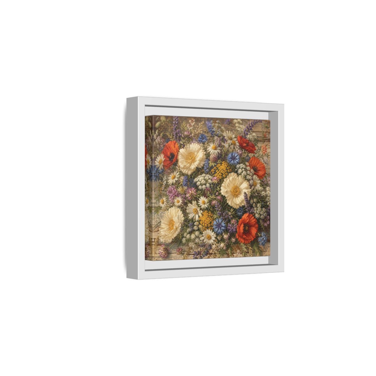 Side Mockup 1. Floral Wildflowers Colorful Wildflowers shown as stretched canvas wall art