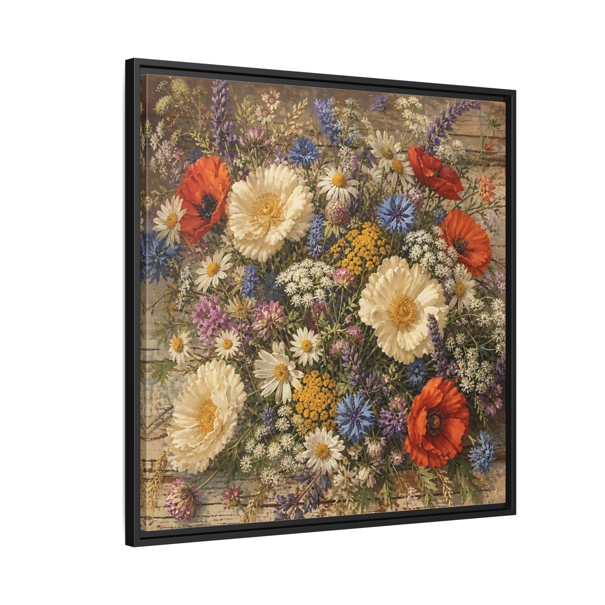 Side Mockup 9. Floral Wildflowers Colorful Wildflowers shown as stretched canvas wall art