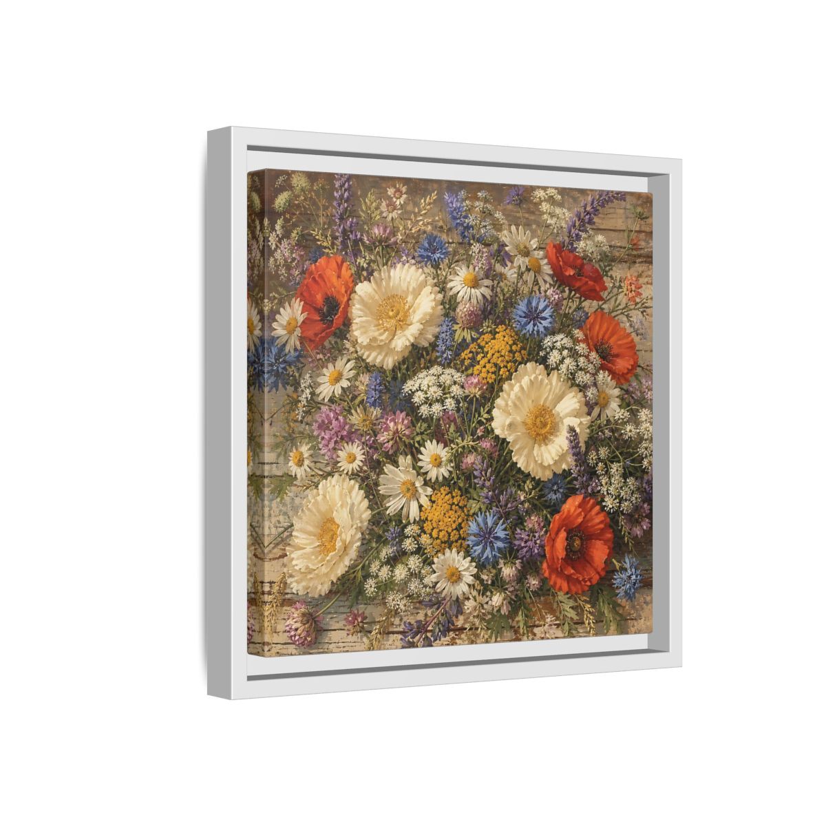 Side Mockup 16. Floral Wildflowers Colorful Wildflowers shown as stretched canvas wall art