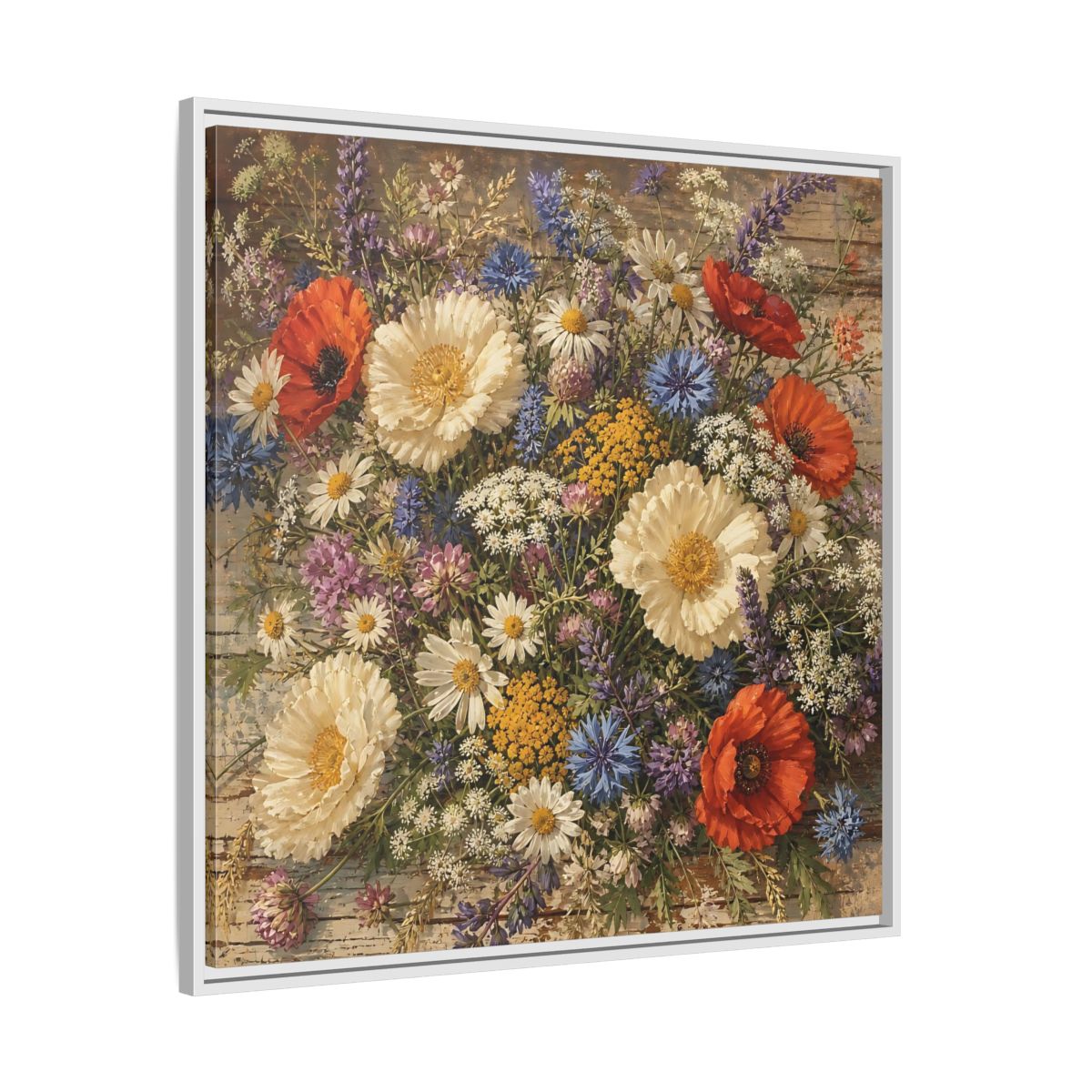Side Mockup 25. Floral Wildflowers Colorful Wildflowers shown as stretched canvas wall art