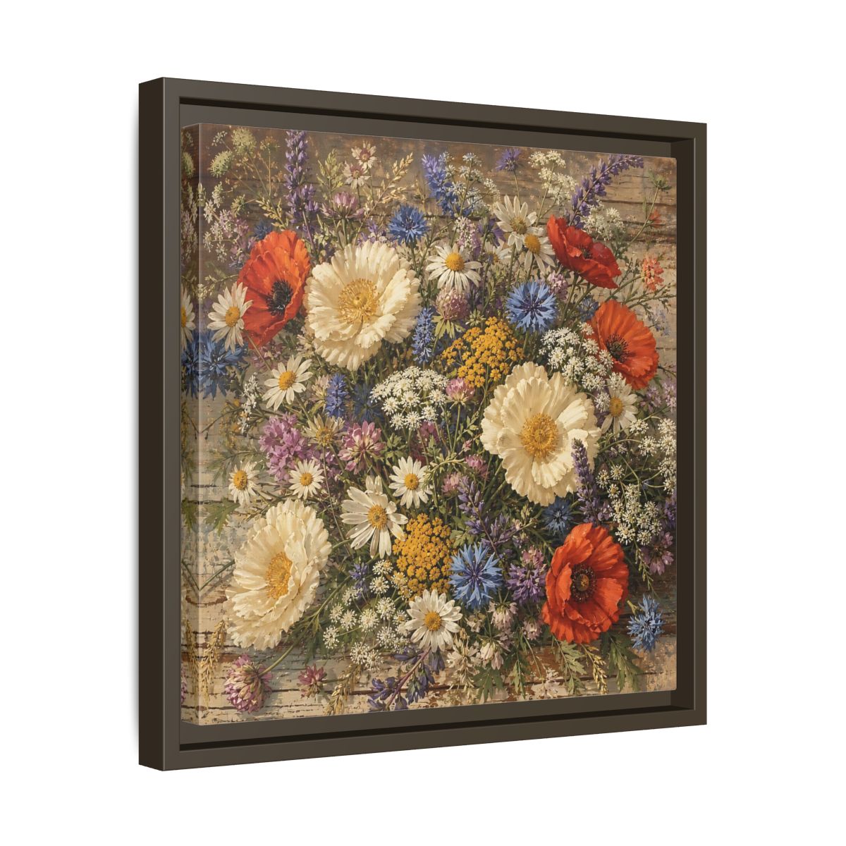 Side Mockup 29. Floral Wildflowers Colorful Wildflowers shown as stretched canvas wall art