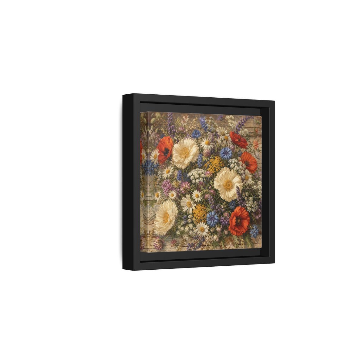 Side Mockup 3. Floral Wildflowers Colorful Wildflowers shown as stretched canvas wall art