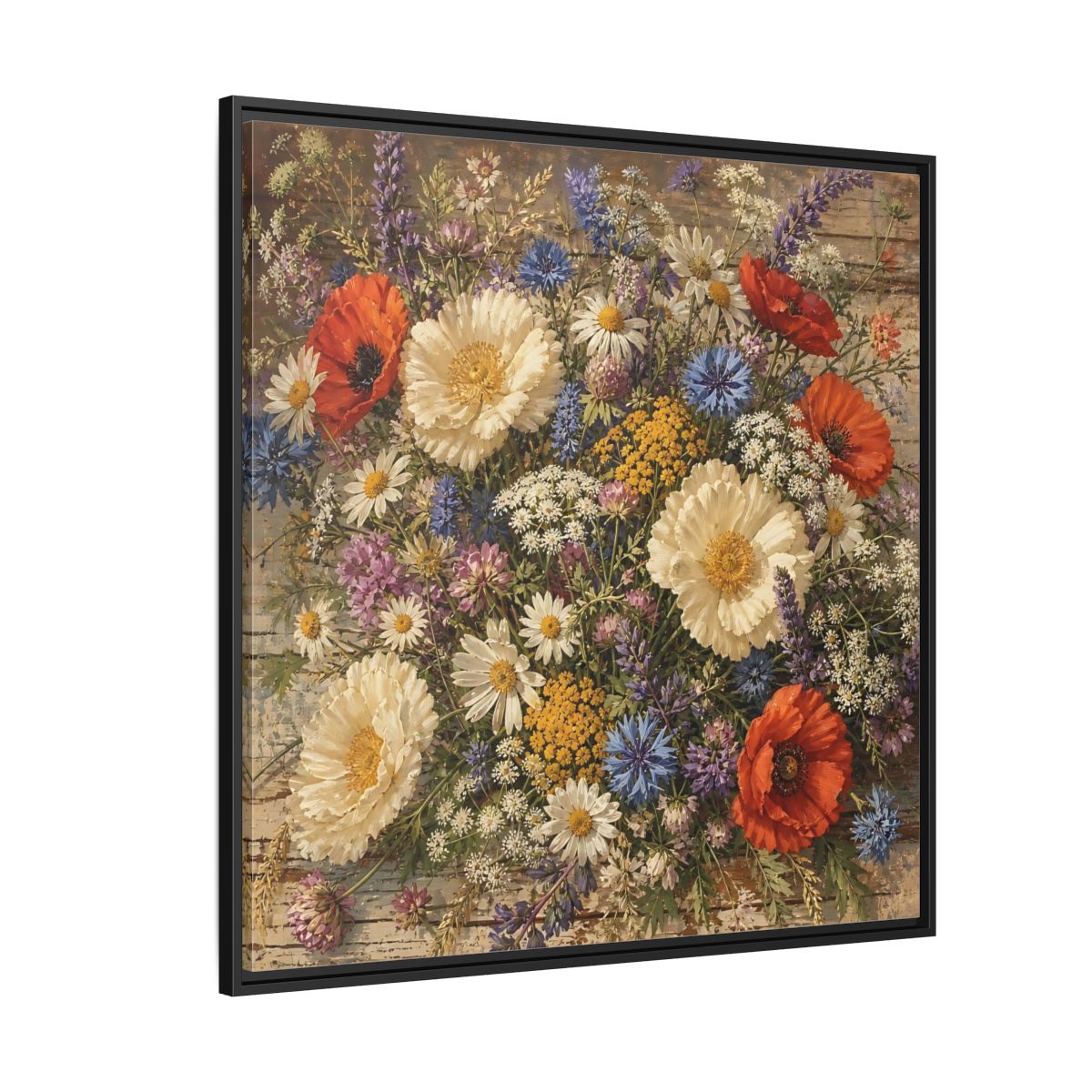 Side Mockup 6. Floral Wildflowers Colorful Wildflowers shown as stretched canvas wall art