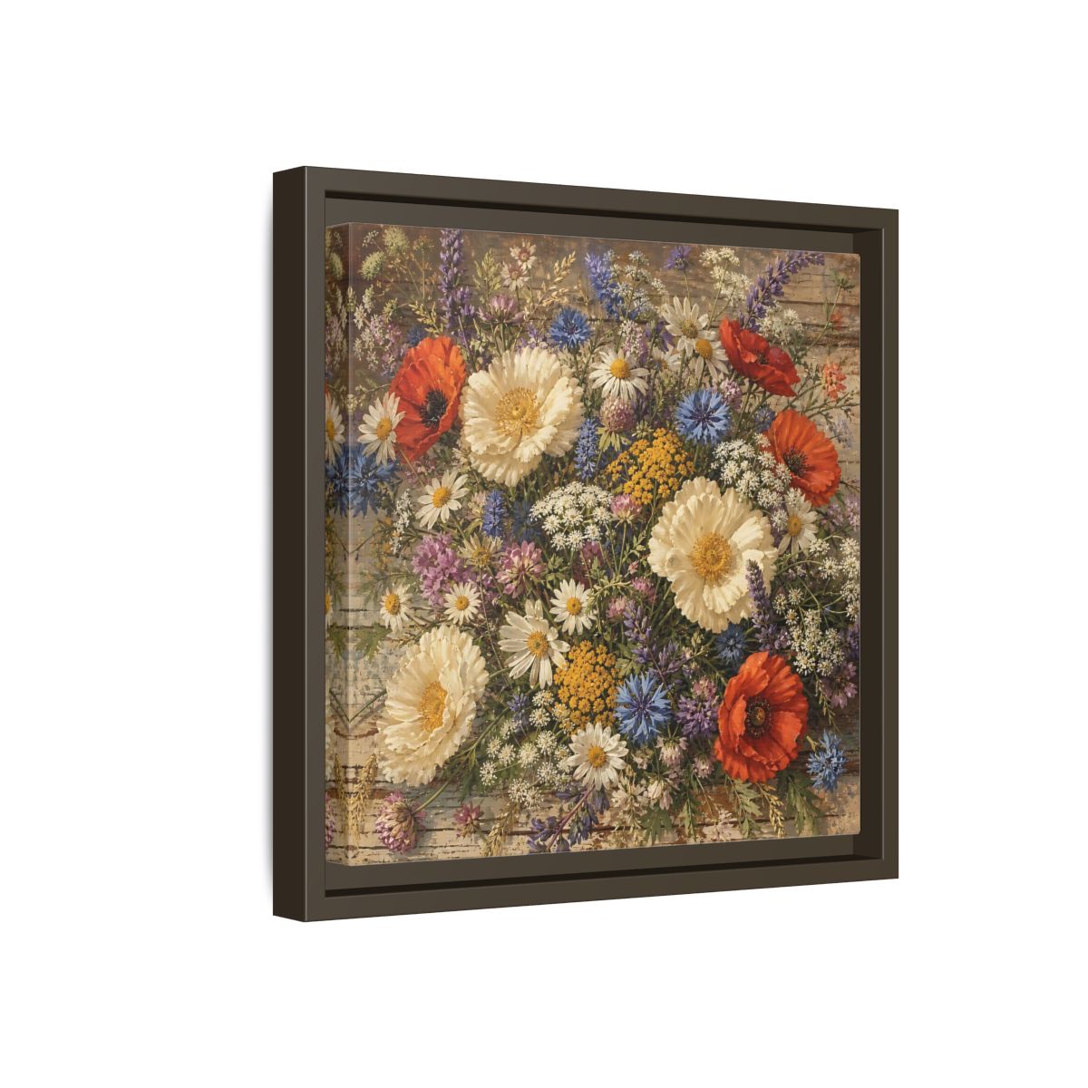 Side Mockup 17. Floral Wildflowers Colorful Wildflowers shown as stretched canvas wall art