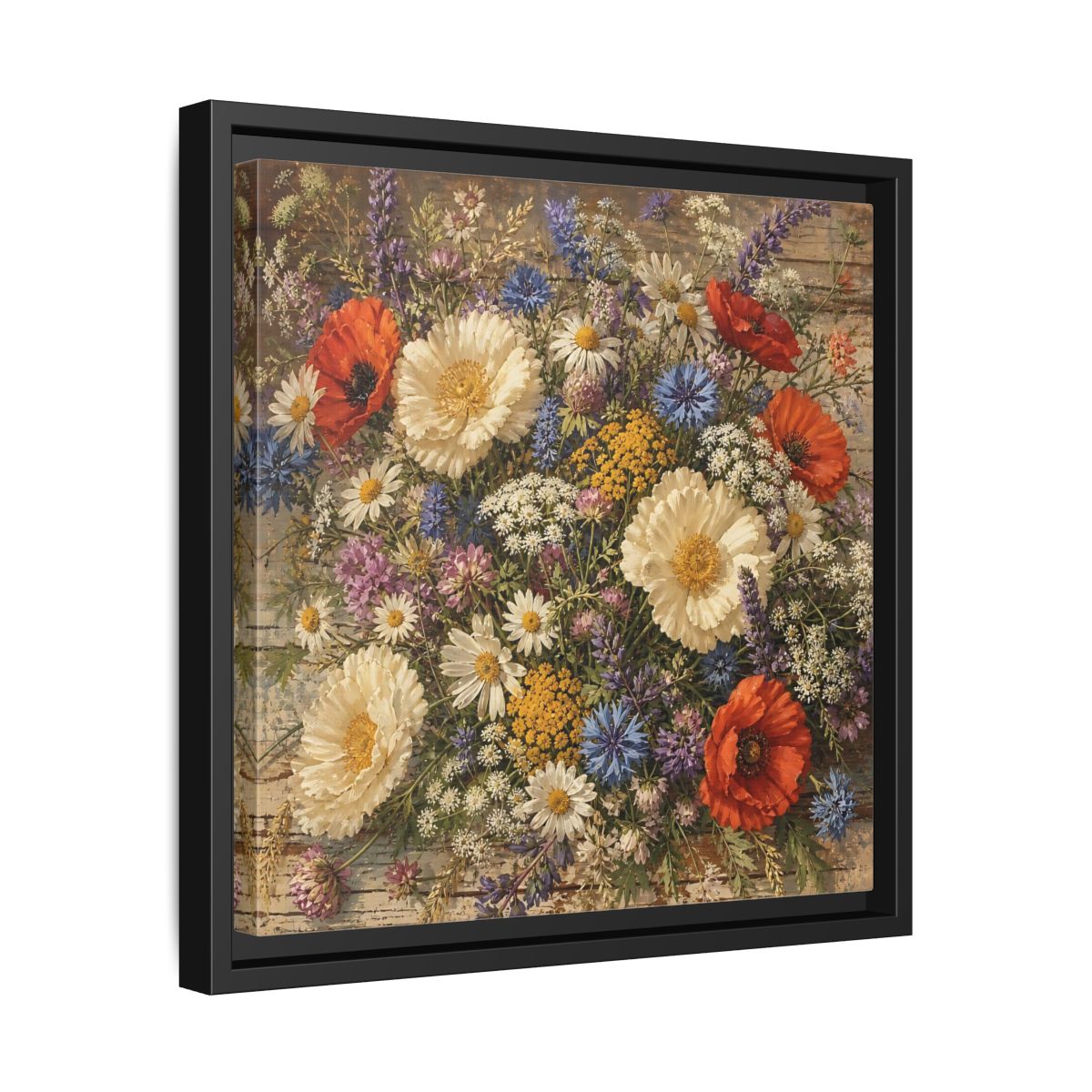 Side Mockup 32. Floral Wildflowers Colorful Wildflowers shown as stretched canvas wall art