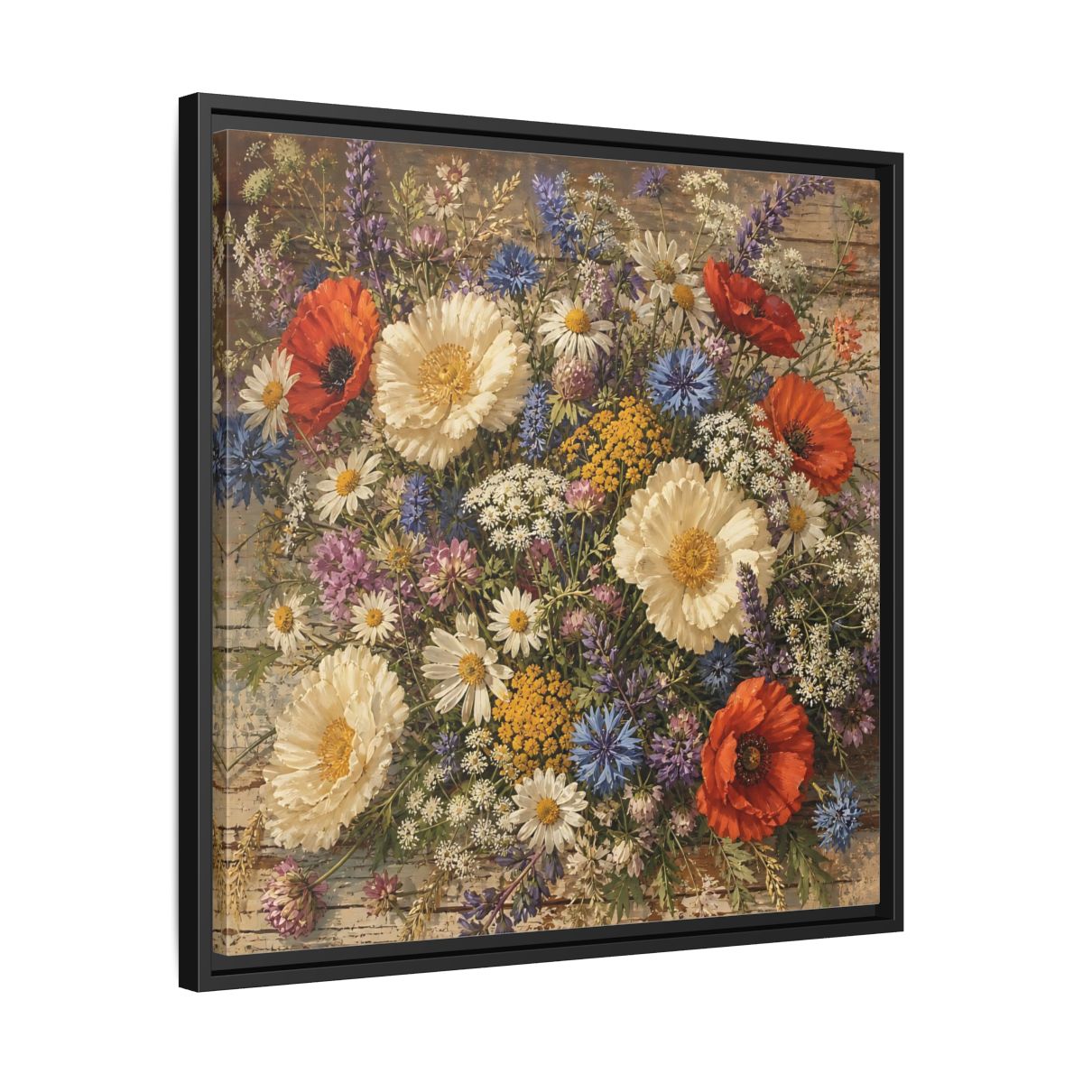 Side Mockup 31. Floral Wildflowers Colorful Wildflowers shown as stretched canvas wall art