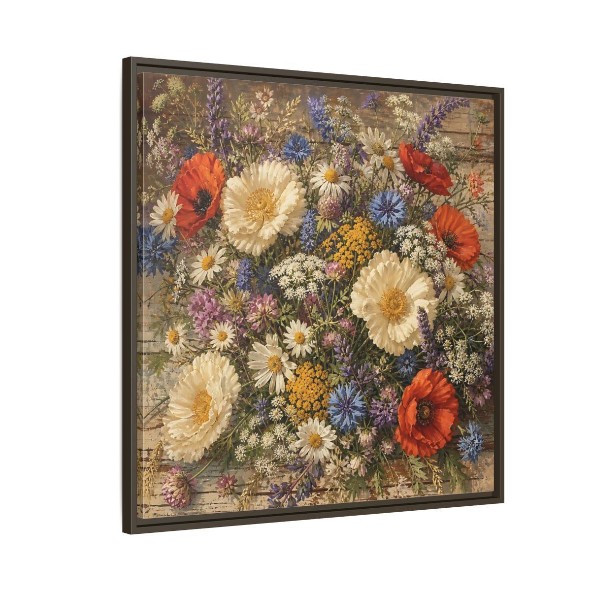 Side Mockup 8. Floral Wildflowers Colorful Wildflowers shown as stretched canvas wall art