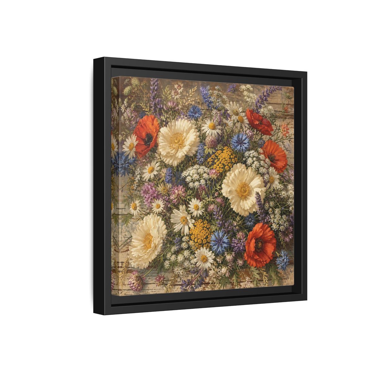 Side Mockup 18. Floral Wildflowers Colorful Wildflowers shown as stretched canvas wall art