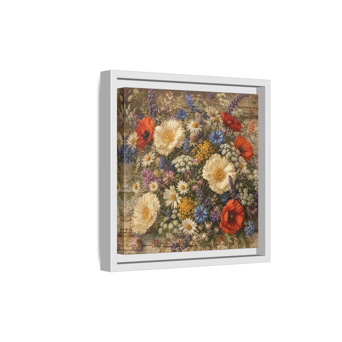 Side Mockup 19. Floral Wildflowers Colorful Wildflowers shown as stretched canvas wall art