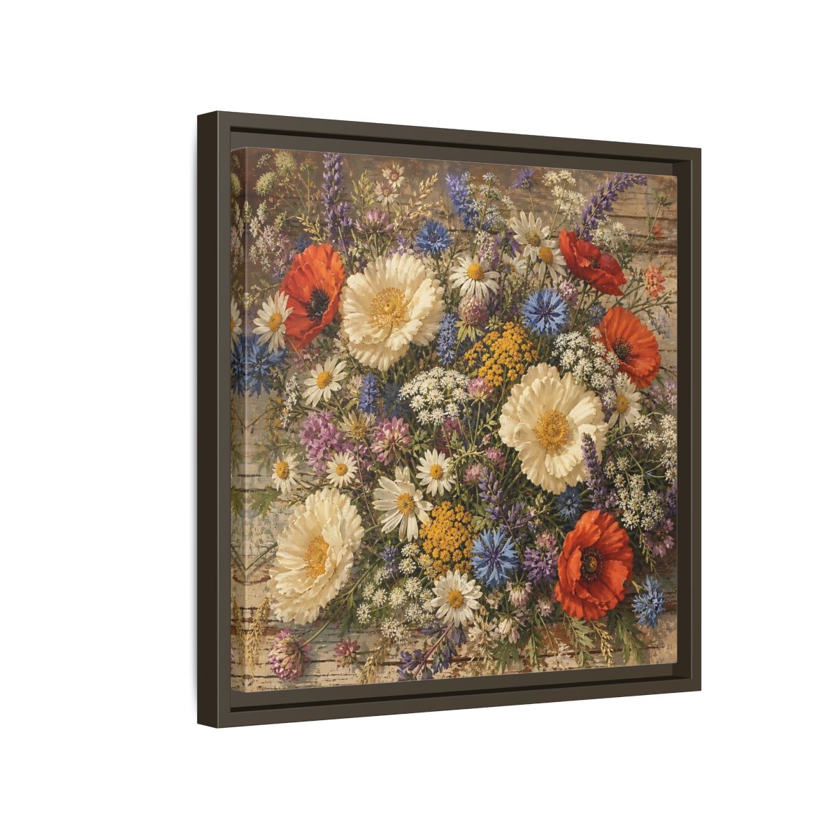 Side Mockup 14. Floral Wildflowers Colorful Wildflowers shown as stretched canvas wall art