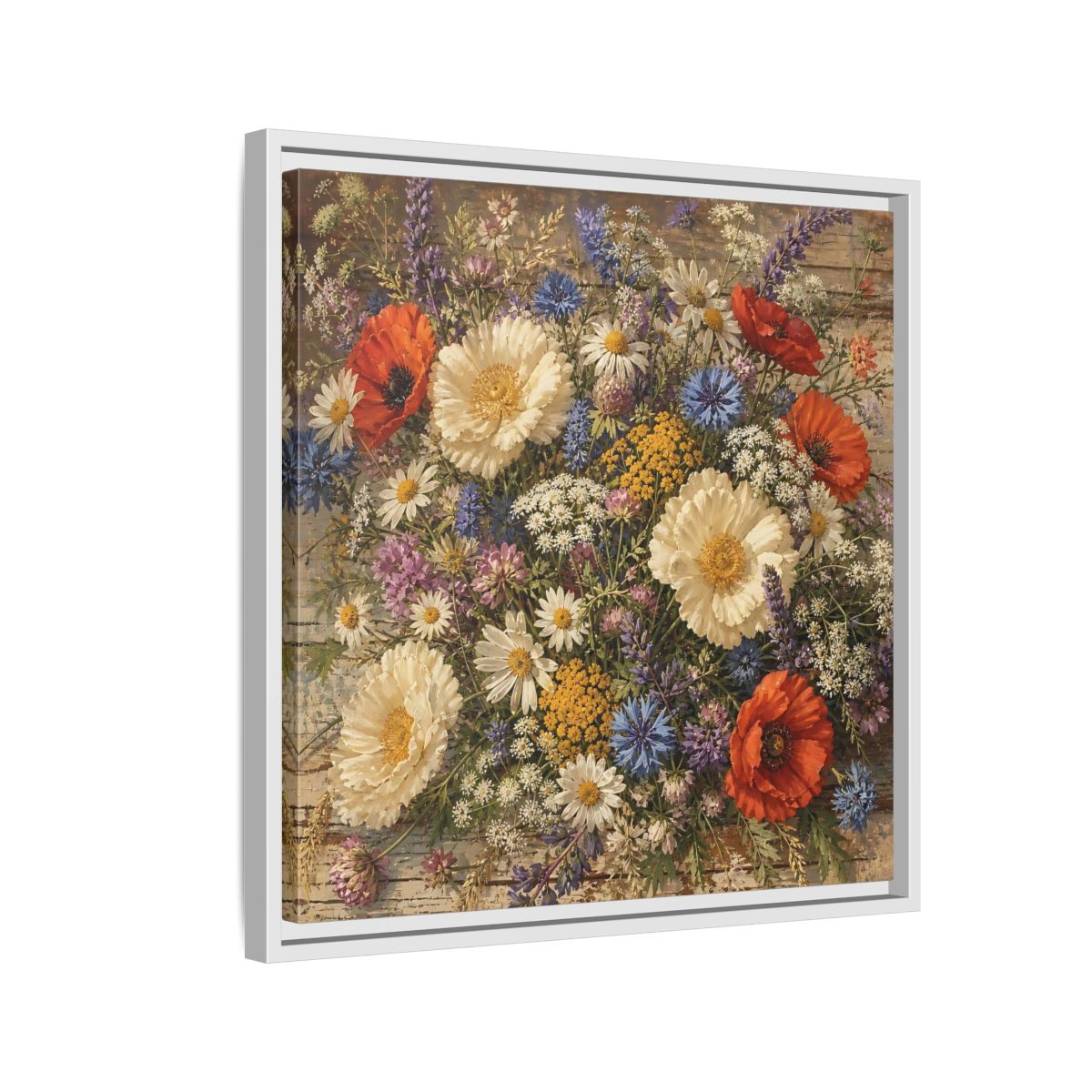 Side Mockup 10. Floral Wildflowers Colorful Wildflowers shown as stretched canvas wall art