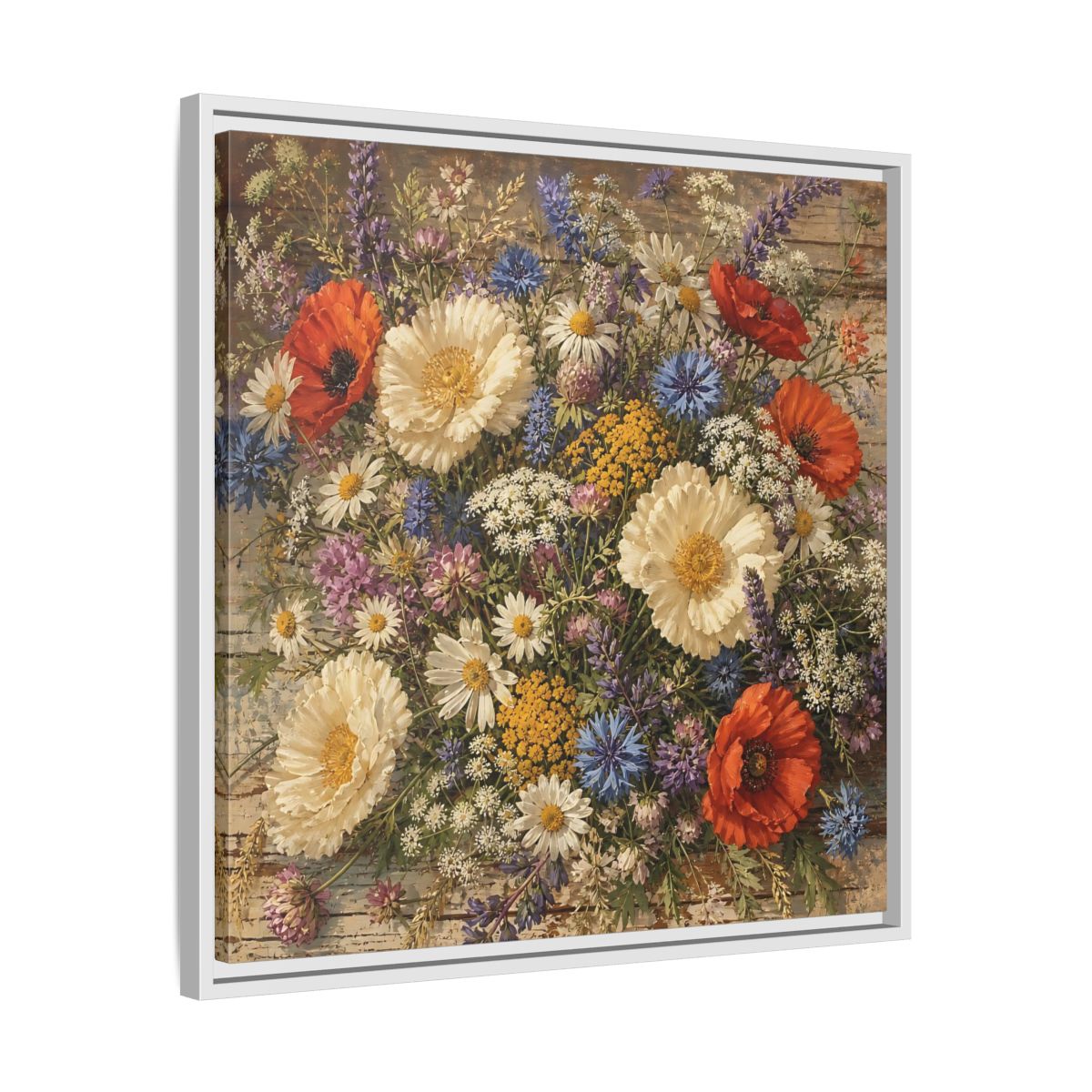 Side Mockup 26. Floral Wildflowers Colorful Wildflowers shown as stretched canvas wall art