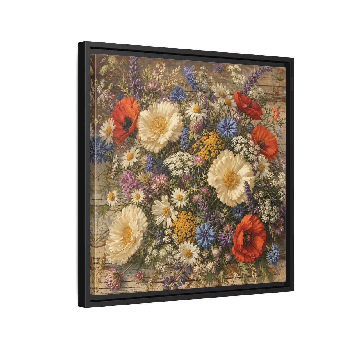 Side Mockup 12. Floral Wildflowers Colorful Wildflowers shown as stretched canvas wall art