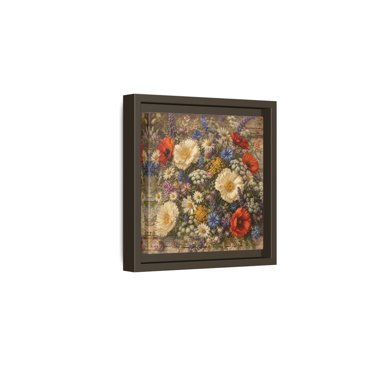 Side Mockup 2. Floral Wildflowers Colorful Wildflowers shown as stretched canvas wall art