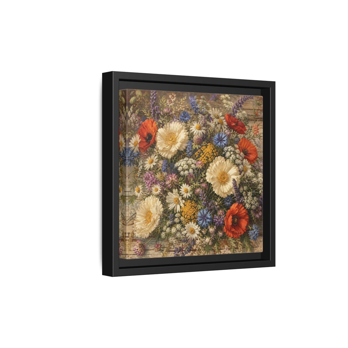 Side Mockup 21. Floral Wildflowers Colorful Wildflowers shown as stretched canvas wall art