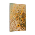 Side Mockup 4. Floral Wildflowers Yellow Wildflowers shown as stretched canvas wall art