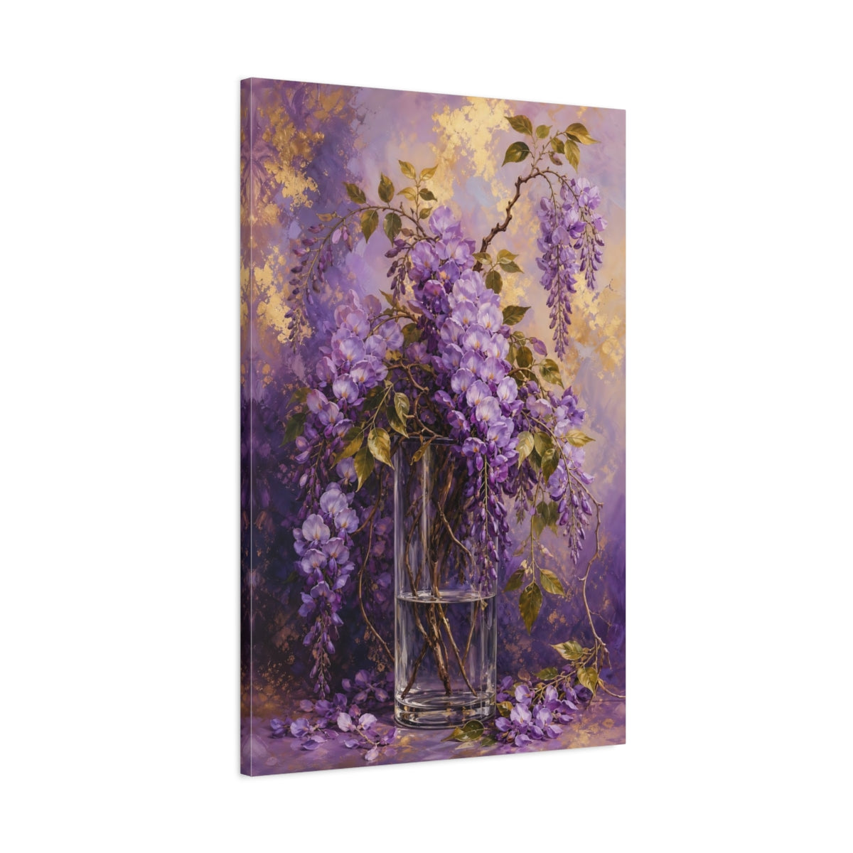 Main Mockup. Floral Wisteria Flowers Purple Wisteria shown as stretched canvas wall art