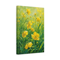 Side Mockup 4. Floral Yellow Flowers Yellow Green Floral shown as stretched canvas wall art