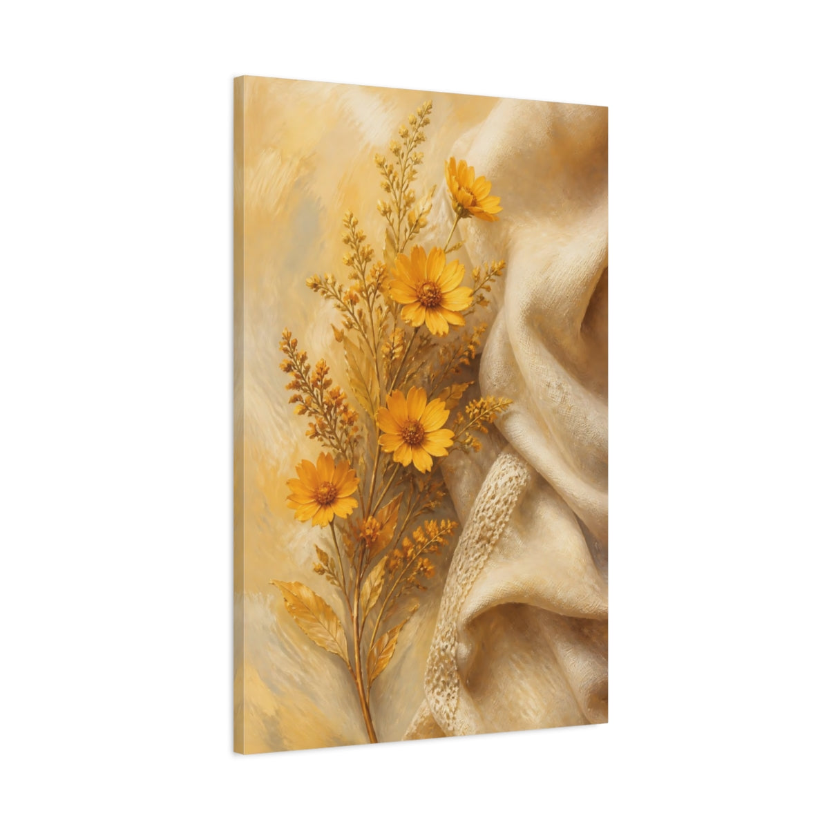 Main Mockup. Floral Yellow Flowers Yellow Flowers shown as stretched canvas wall art