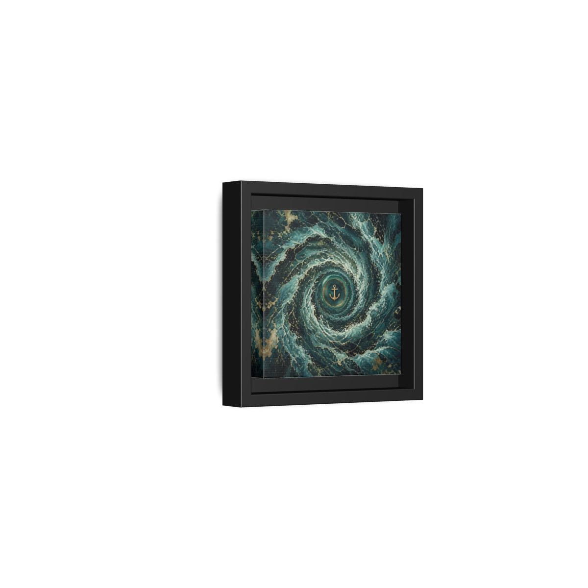 Side Mockup 24. Nature Anchor Teal Gold Anchor shown as stretched canvas wall art