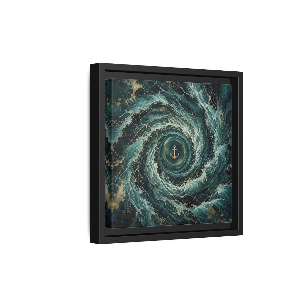 Side Mockup 21. Nature Anchor Teal Gold Anchor shown as stretched canvas wall art