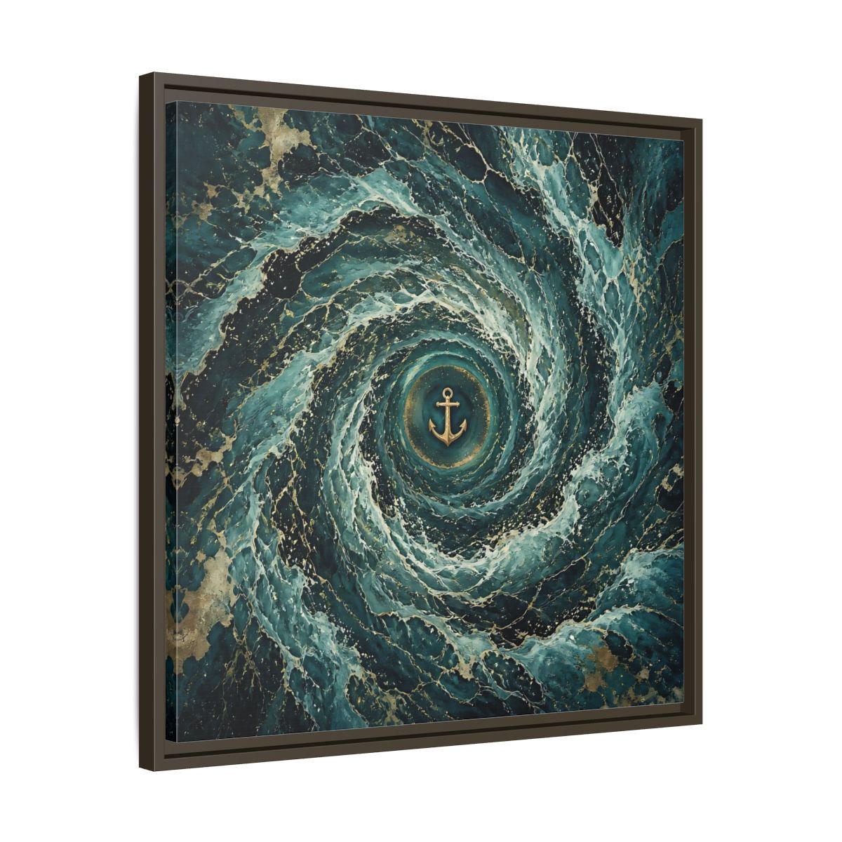 Side Mockup 27. Nature Anchor Teal Gold Anchor shown as stretched canvas wall art