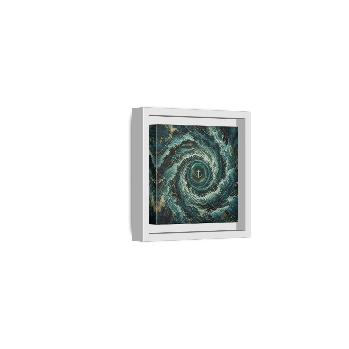 Side Mockup 22. Nature Anchor Teal Gold Anchor shown as stretched canvas wall art