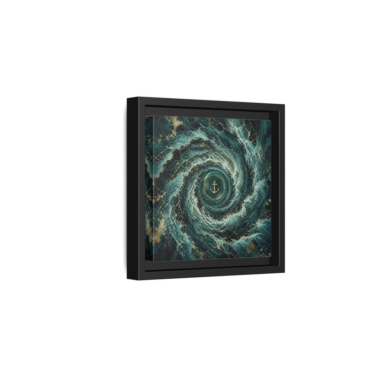 Side Mockup 3. Nature Anchor Teal Gold Anchor shown as stretched canvas wall art