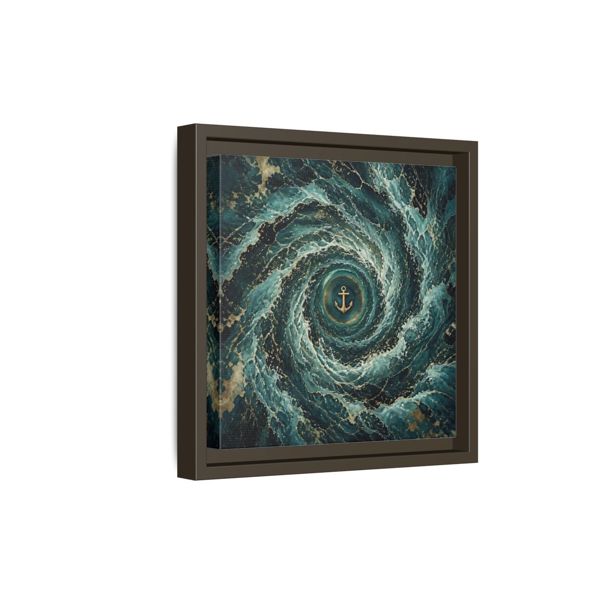 Side Mockup 20. Nature Anchor Teal Gold Anchor shown as stretched canvas wall art