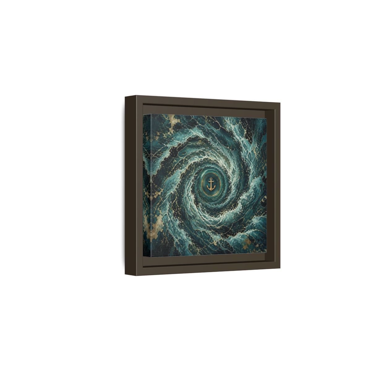 Side Mockup 2. Nature Anchor Teal Gold Anchor shown as stretched canvas wall art