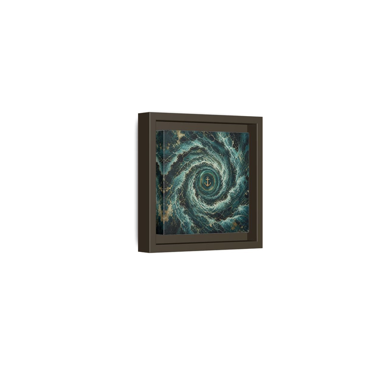Side Mockup 23. Nature Anchor Teal Gold Anchor shown as stretched canvas wall art