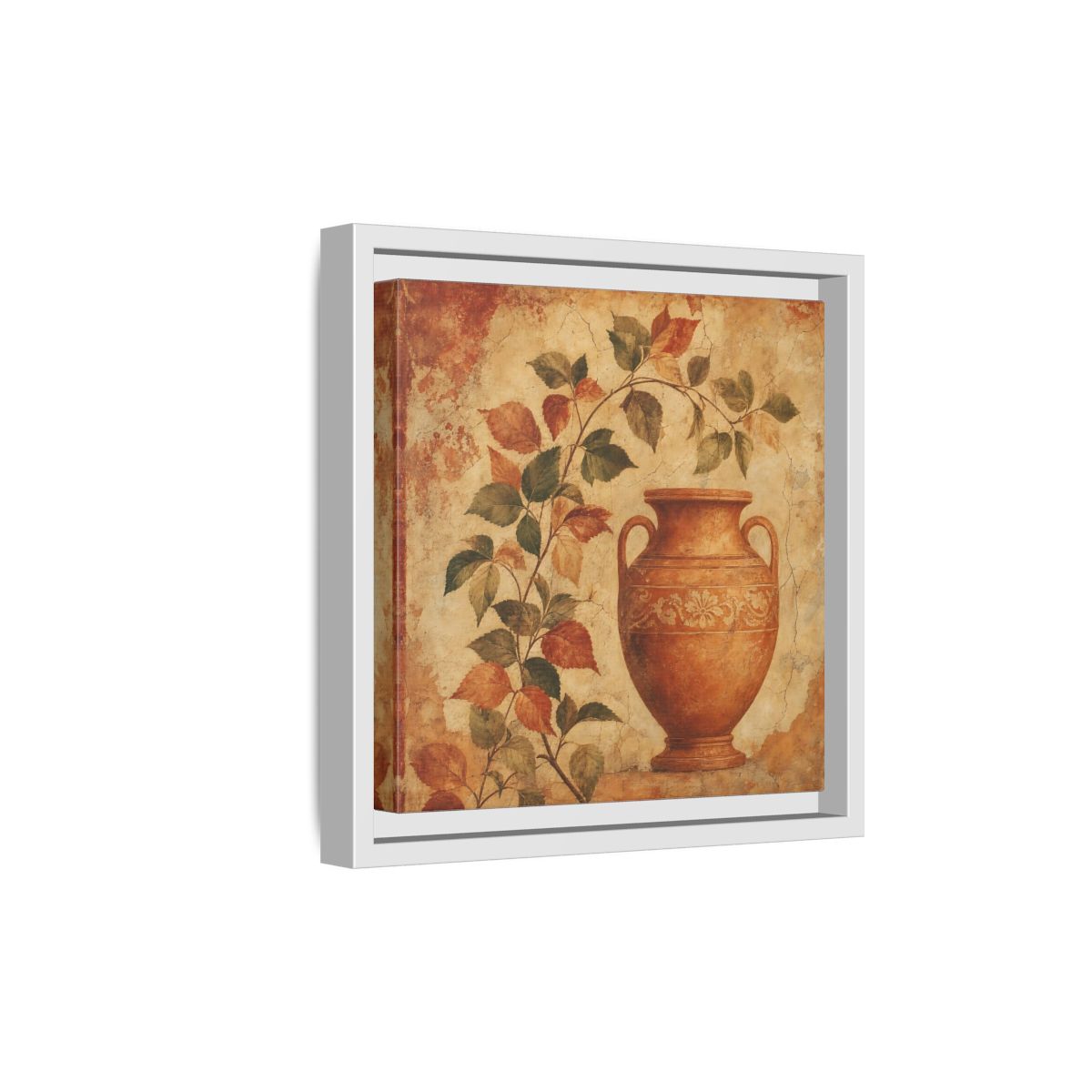 Side Mockup 19. Nature Ancient Vase Terracotta And Green shown as stretched canvas wall art