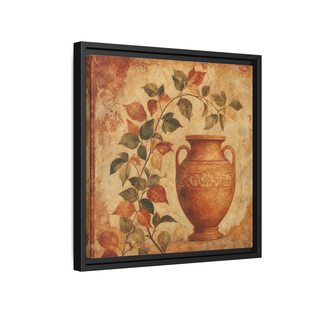 Side Mockup 15. Nature Ancient Vase Terracotta And Green shown as stretched canvas wall art