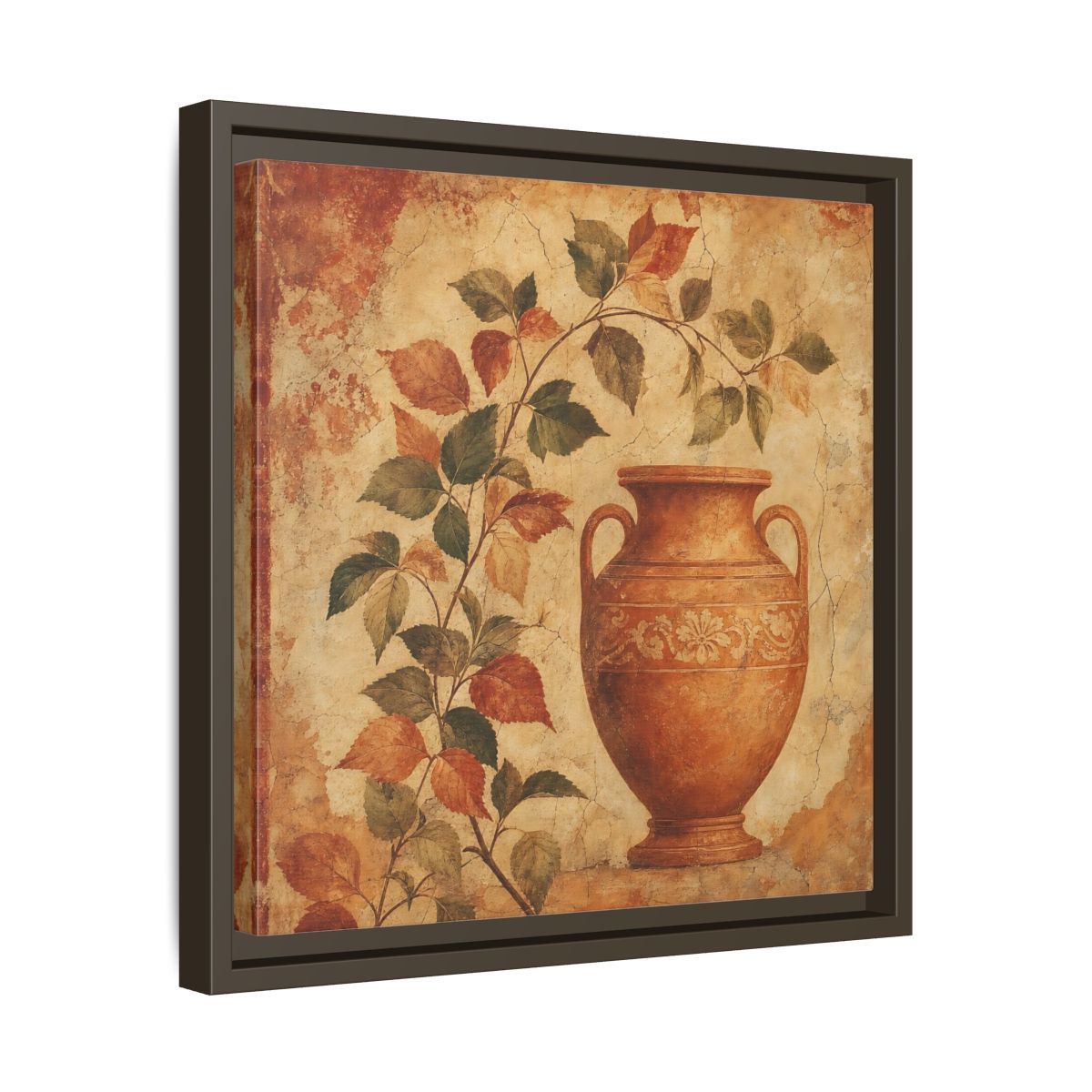 Side Mockup 29. Nature Ancient Vase Terracotta And Green shown as stretched canvas wall art