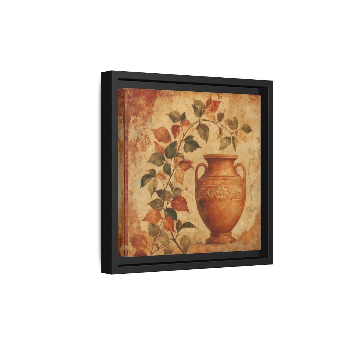 Side Mockup 21. Nature Ancient Vase Terracotta And Green shown as stretched canvas wall art