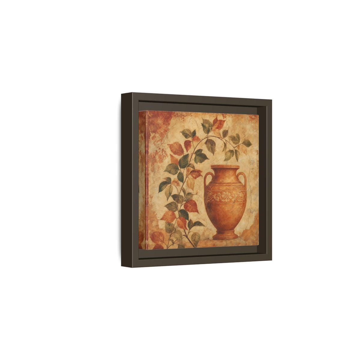 Side Mockup 2. Nature Ancient Vase Terracotta And Green shown as stretched canvas wall art
