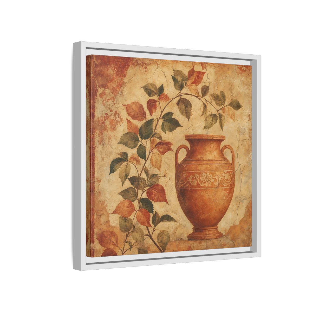 Side Mockup 13. Nature Ancient Vase Terracotta And Green shown as stretched canvas wall art